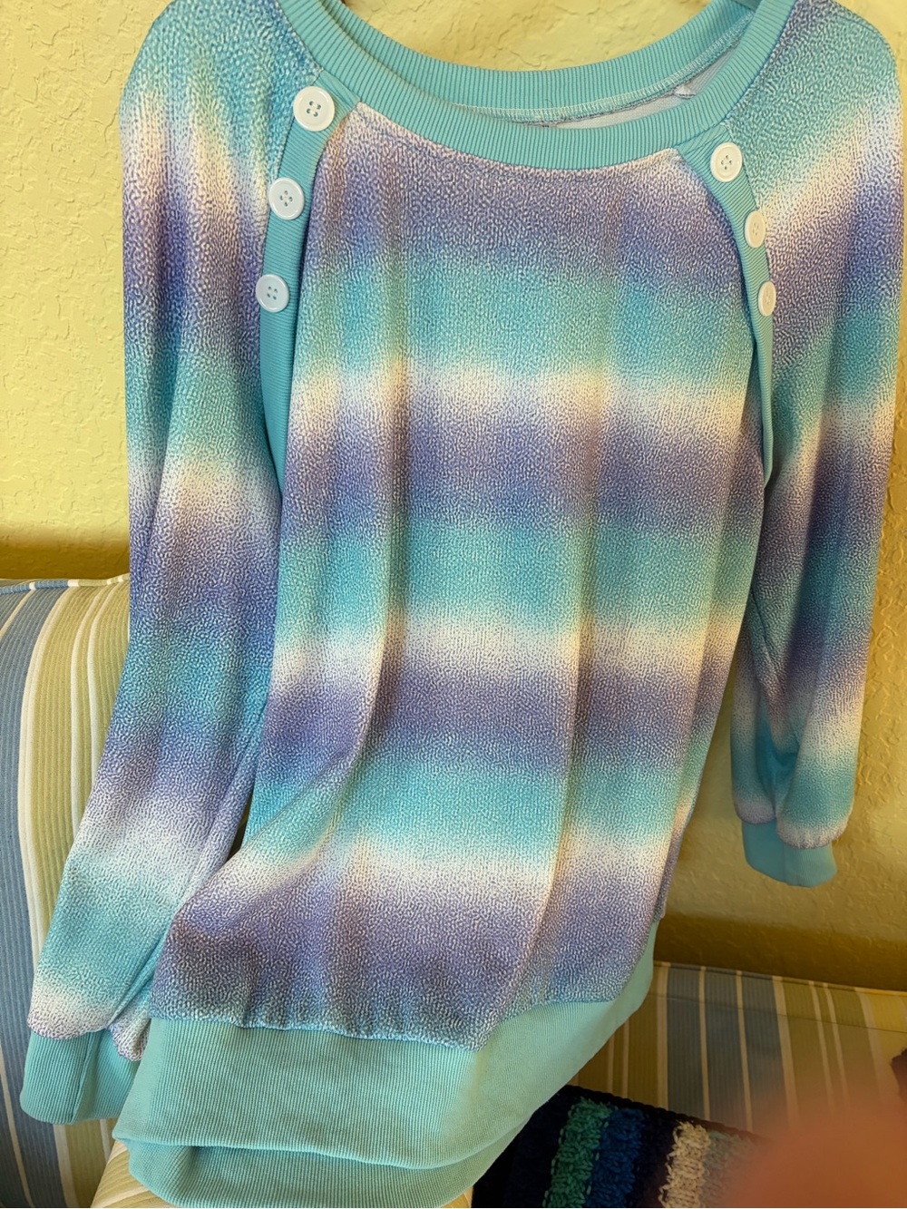 Light Aqua Striped Women's Sweater - Unbranded